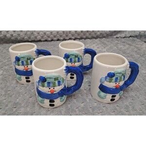 Set 4 Designpac Snowman Wearing Hat Gloves Scarf Christmas Winter Coffee Tea